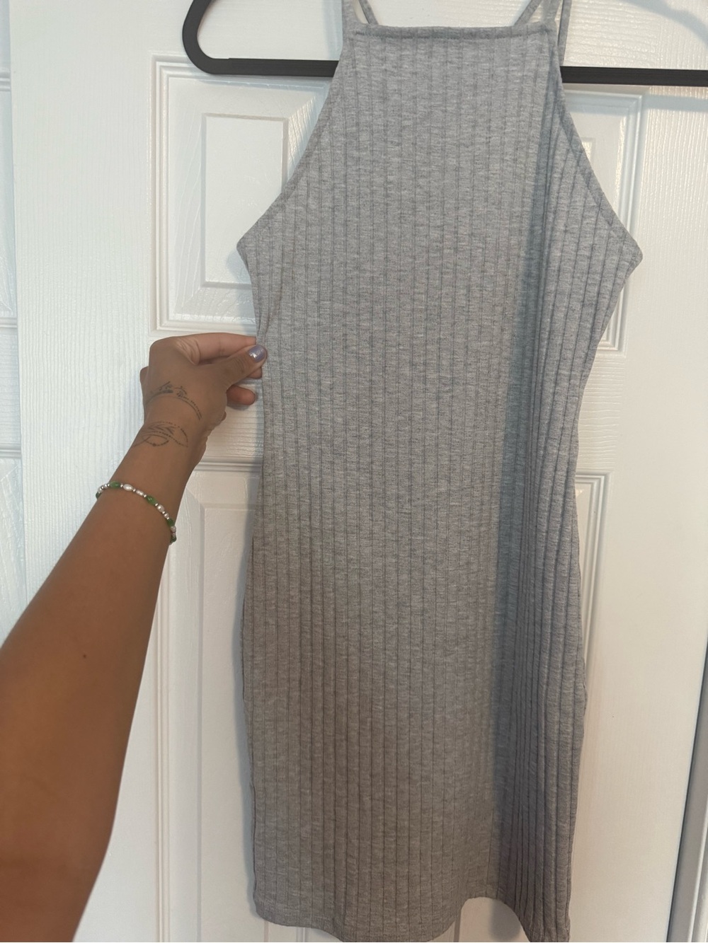 Forever 21 Ribbed Halter Mini Dress - Light Gray